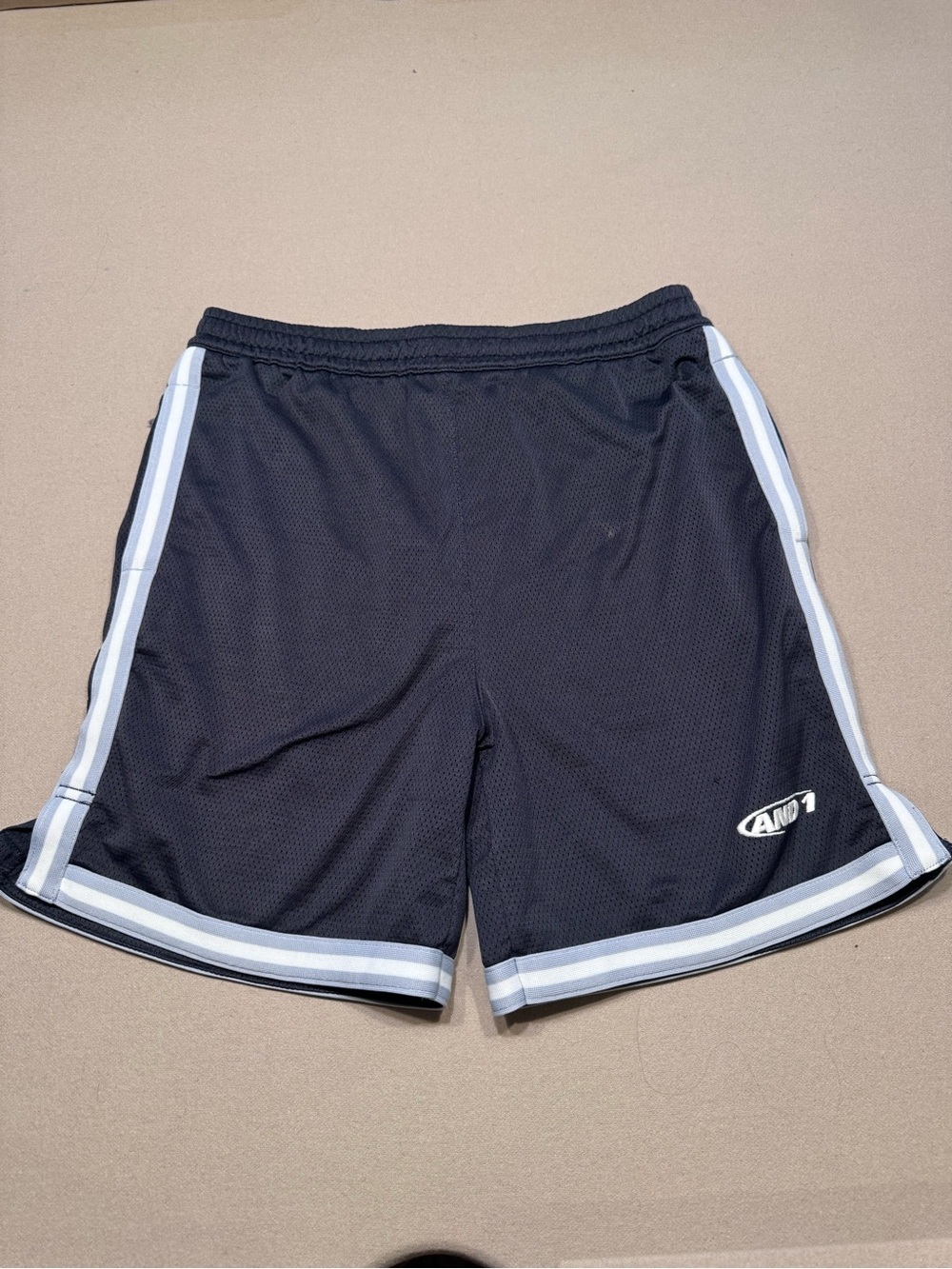 Vintage AND1 Black Mesh Athletic Shorts with White Trim